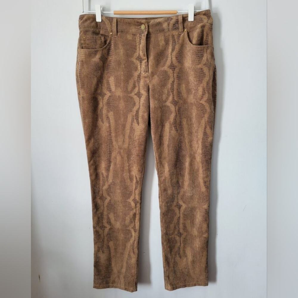 CHICO'S Snake Print Tan Corduroy Pants